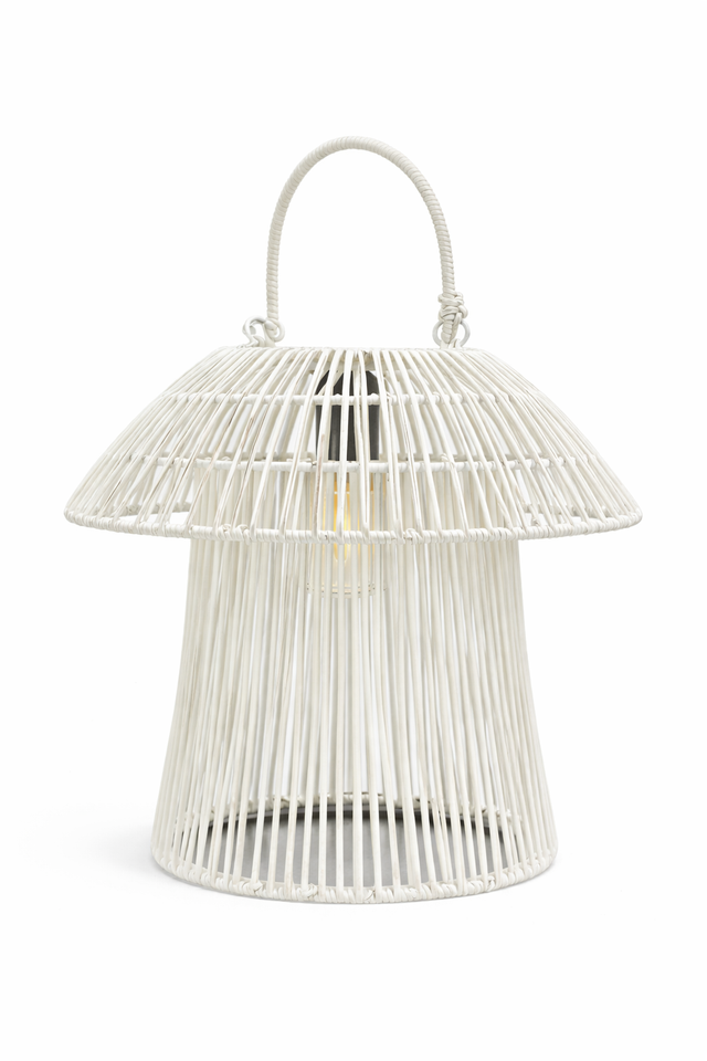 LAMPARA SOLAR RATAN SINTETICO BLANCA