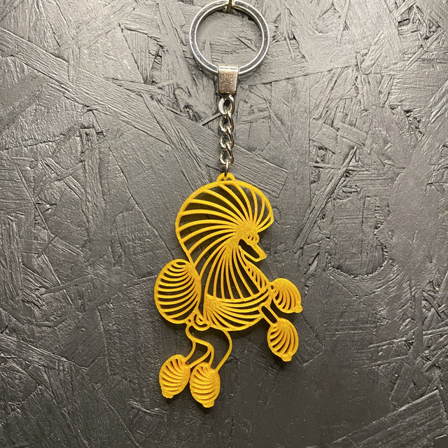 3D - Keychain Poodle Continental Gold