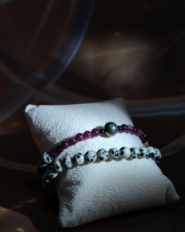 Bracelet double Jaspe/Lepidolite/Pyrite