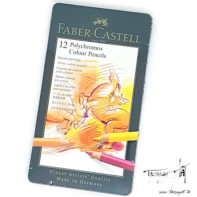 FABER CASTELL - CRAYONS COULEUR POLYCHROMOS PAR 12 BOITE METAL - FB001