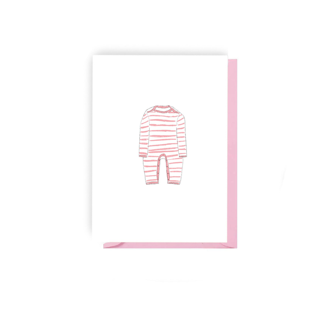 Pink Baby Grow - Illustrated New Baby Card  