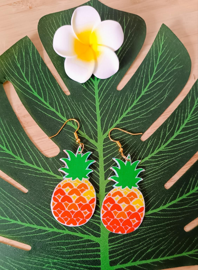 Boucles d'oreilles ananas oranges