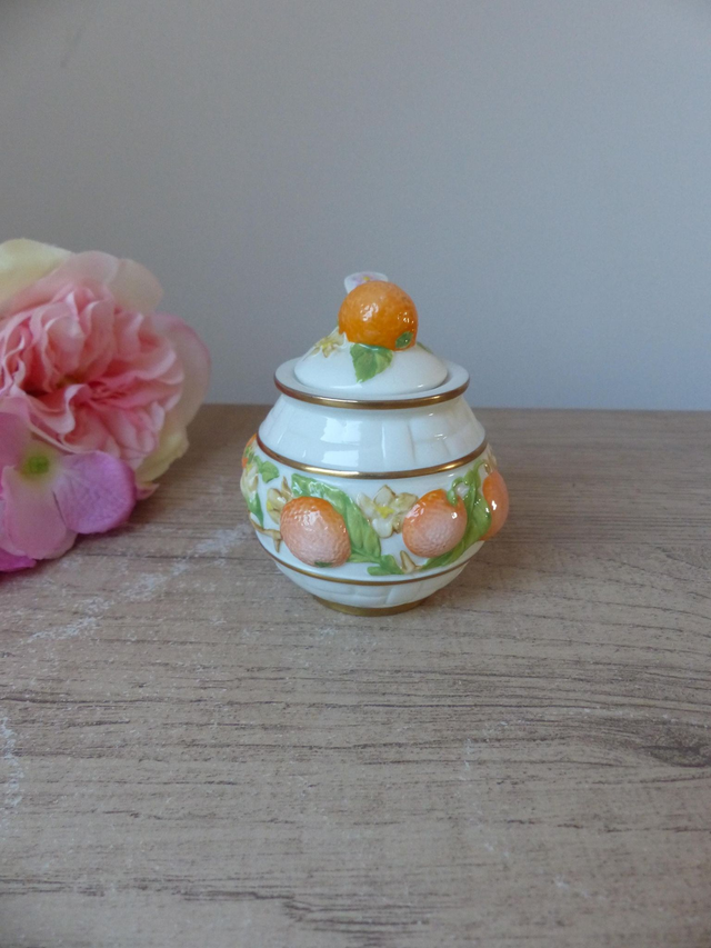 Rare et élégant – Petit Pot de Confiture d’Orange avec Cuillère – Collection Franklin Mint Le Cordon Bleu Vintage 1988 - Cuisine Gourmande