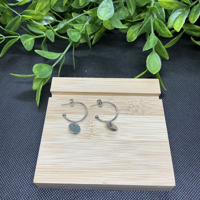 Mini-Créoles Puce et Disque Minimaliste - Acier Inoxydable Argenté