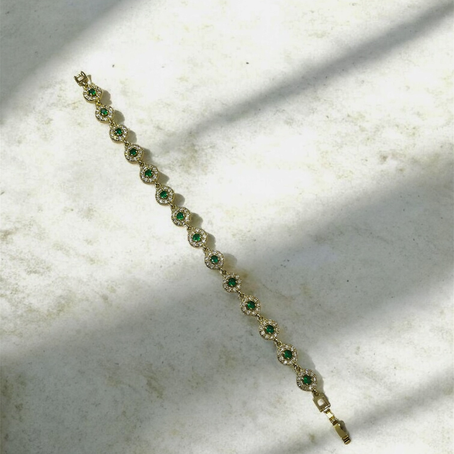 Γυναικείο Βραχιόλι ~Αλκυόνη ~ σε σμαραγδί χρώμα 