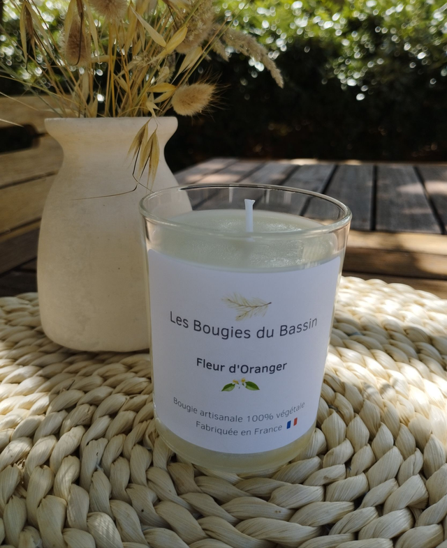 Fleur d&#039;Oranger -Bougie artisanale - plus de 30 heures de combustion