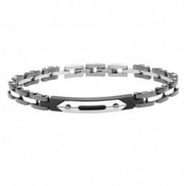 Bracciale uomo in acciaio e ceramica 