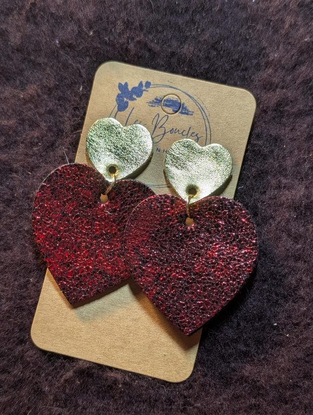 Boucles d'oreilles Louise doré rouge lo040
