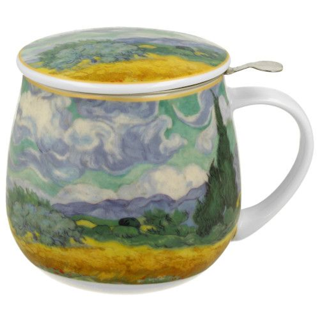 Taza Vincent Van Gogh , porcelana 0,40 l. filtro y tapa, en caja de regalo.*577