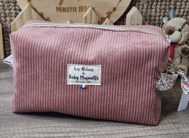 Trousse matelassée XXL vieux rose