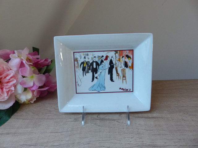 Vide-Poche Cendrier MAXIM’S Années 1980 - Art Nouveau, Plat à Bijoux ou Gourmandises, Plat Apéritif ou Chocolats - Déco Vintage Chic Cadeau