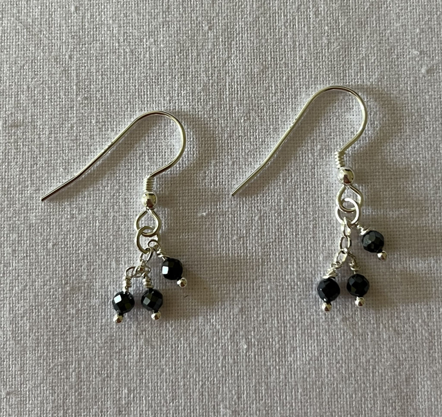 Midnight Blue Bead Drop Earrings – Recycled Sterling Silver Hooks