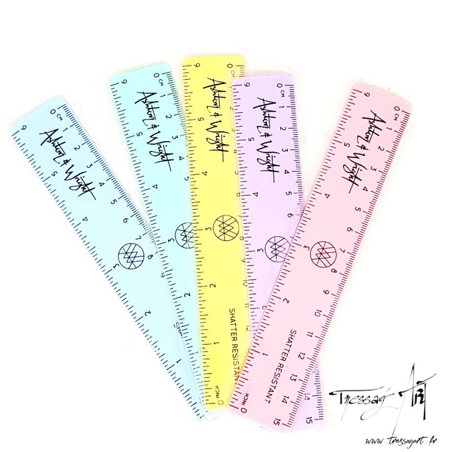 ASHTON &amp; WRIGHT - LOT DE 5 REGLES 15CM - COULEURS PASTELS - AW004
