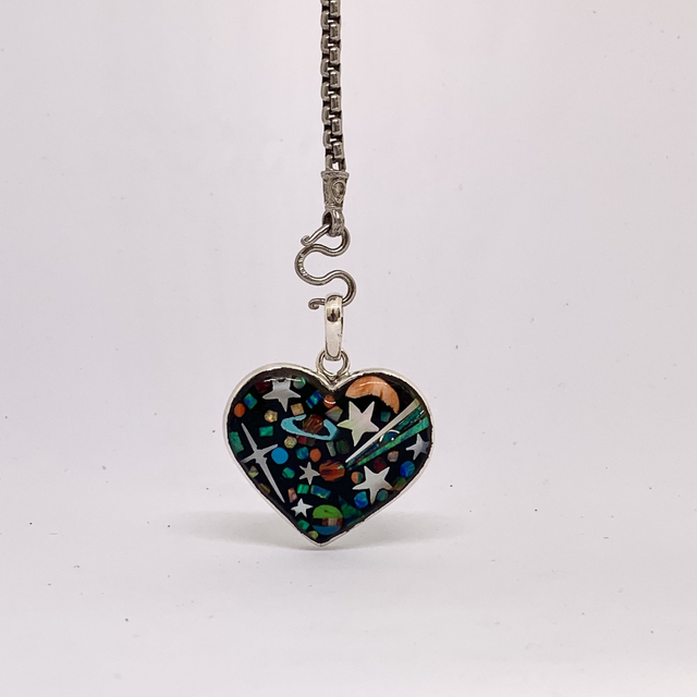 Pendentif Galaxy CHAKRA DU COEUR RUBIS argent massif et pierres naturelles 