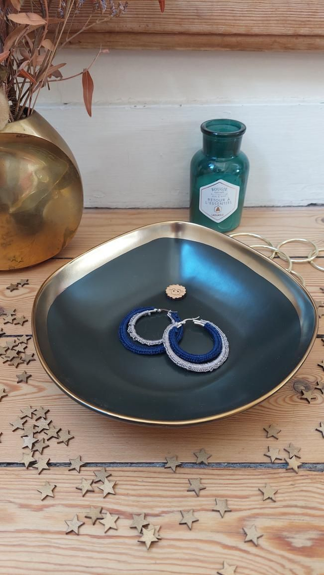 BO double créoles grises et marines 