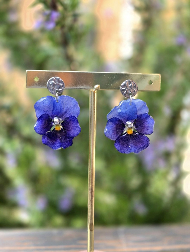 Pensée boucles d'oreilles