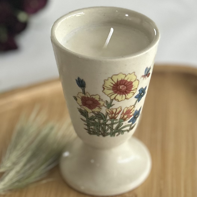 Bougie tasse Mazagran  fleurs des champs 