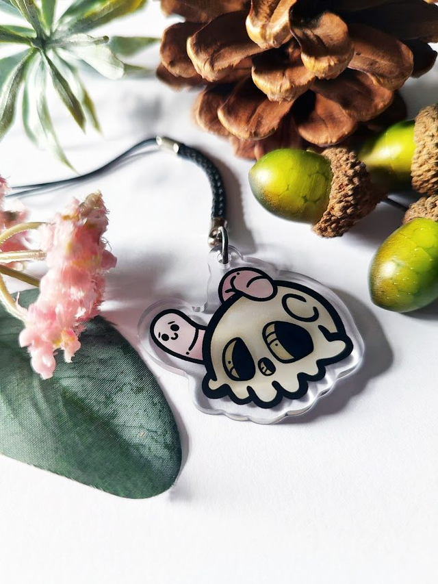 Worm With Skull Phone Charm