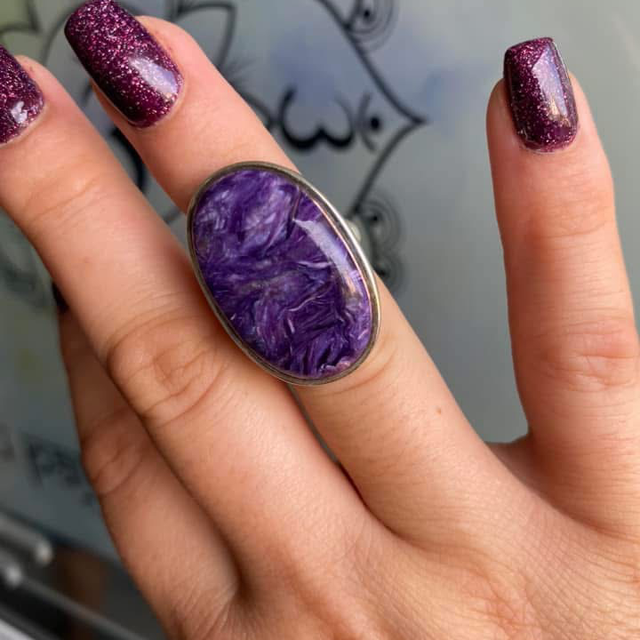 Bague en argent et Charoïte - Taille 55