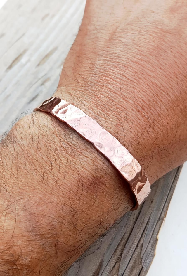 Bracelet cuivre pur, anti-inflammatoire, martelé fin
