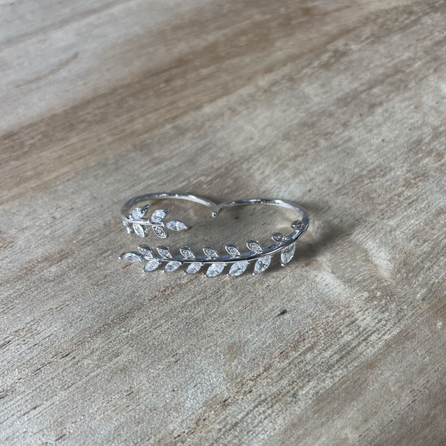 Bague Feuilles Argenté 