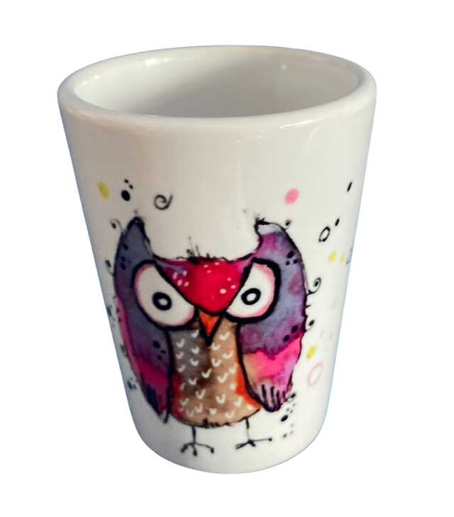 Schnapsglas Keramik "Angry Eule"