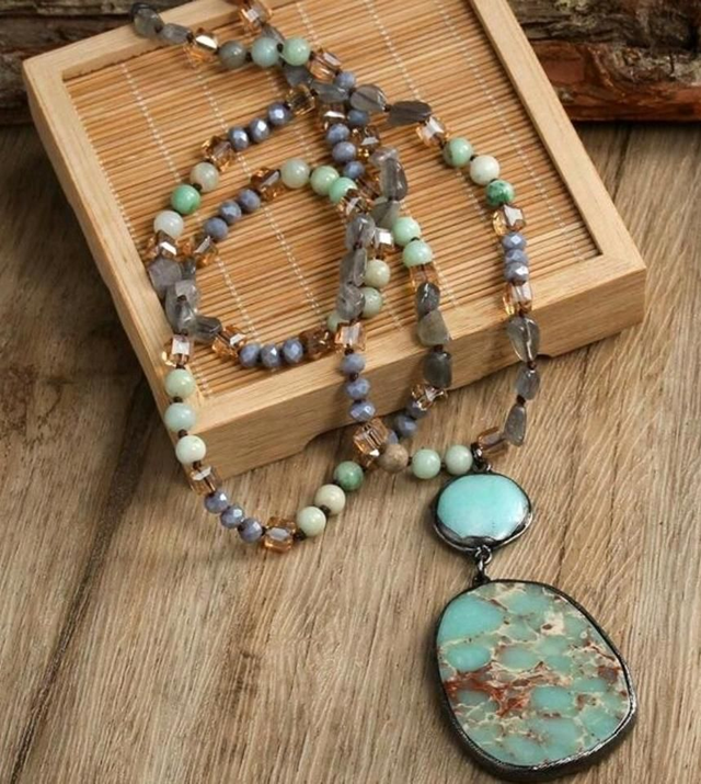 Collier bohémien Amazonite