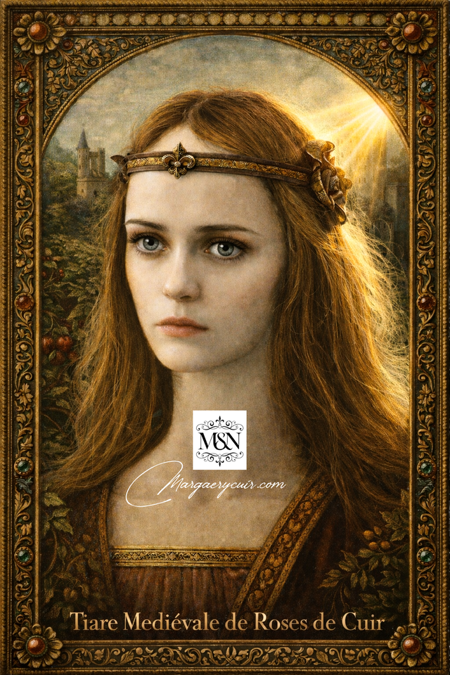 Tiare médiévale en cuir avec fleur de lys