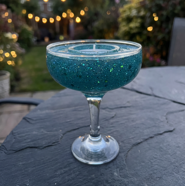 Glitter Martini Tea Light Holder - Blue