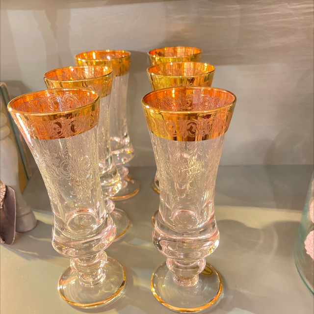 Sekrgläser Gläser 6 Stk. mit 24karat Goldborte