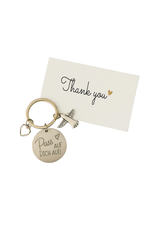 Schlüsselanhänger „Pass auf dich auf!“ mit Schutzengel – Liebevolles Geschenk mit Herz