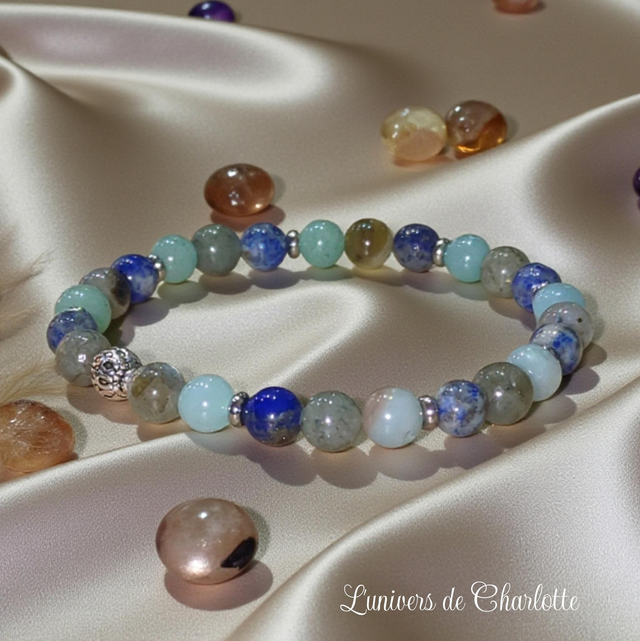 Bracelet "Colère, sauts d'humeur" - Lapis lazuli, labradorite, amazonite - REF18