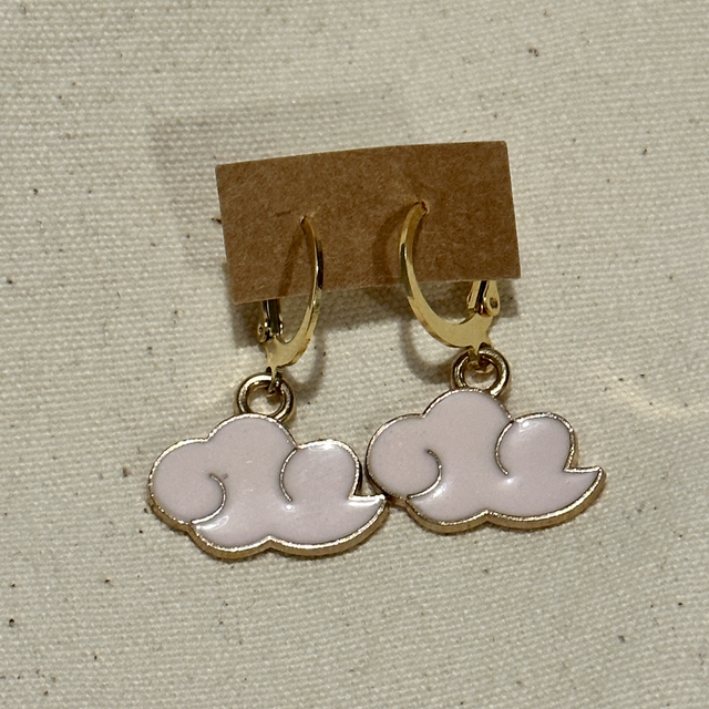 Baby pink cloud Huggie hoop earrings 