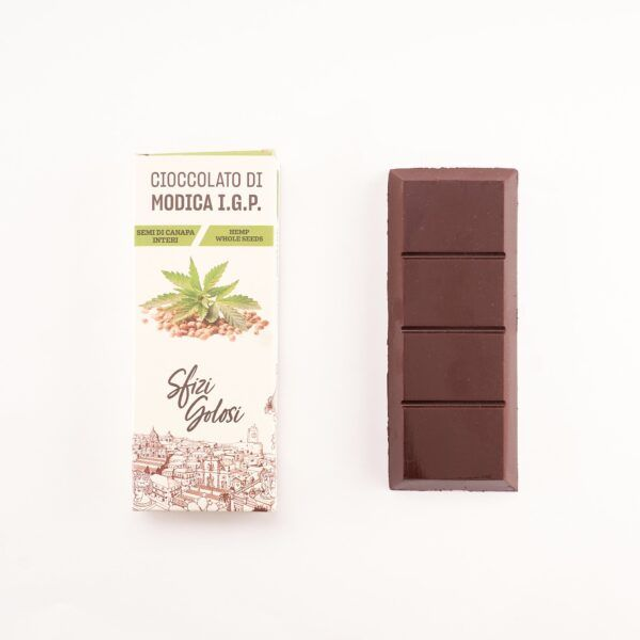 Cioccolato di Modica IGP – Con semi di Canapa interi 60g