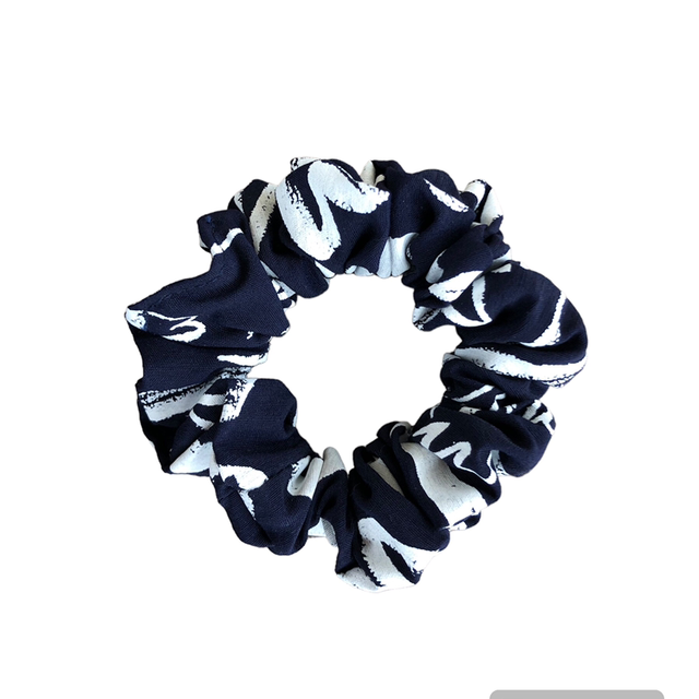 Scrunchie bleu marine et blanc taille S