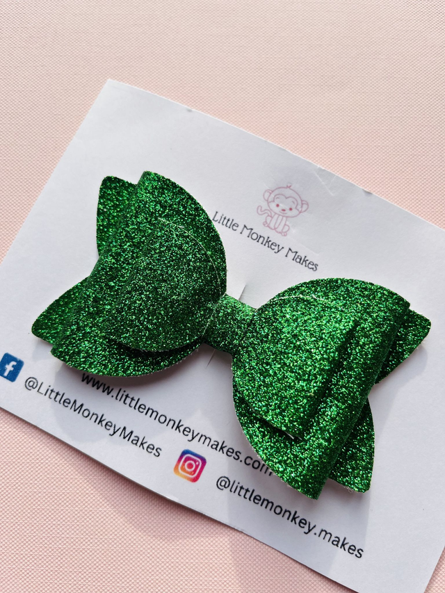 Green glitter bow