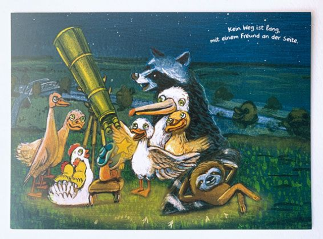 Böhm & Böhm - Postkarte "Freunde" / Postcard "Friends" (aus: "Die tollpatschige Ente und der Sternenhimmel")