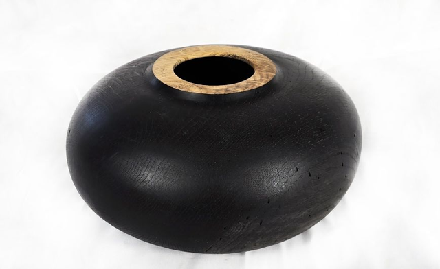 MA36 Hollow Form Black Stained Oak Wood by Meyrick Ames, 24x16cm Wood