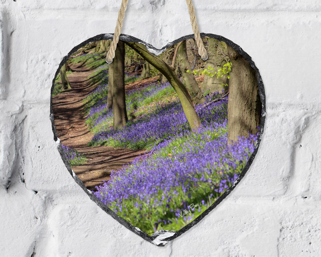 “Bluebell Woodland” Heart Slate   