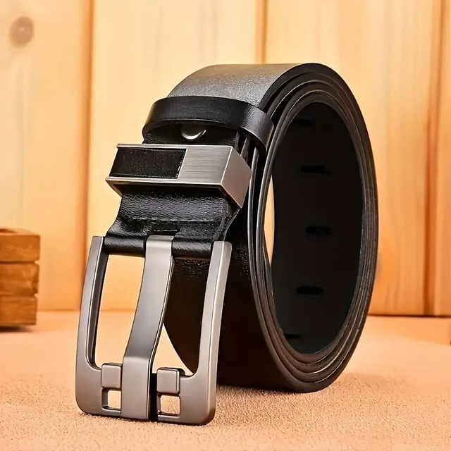 Ceinture en cuir noir pour homme 110cm