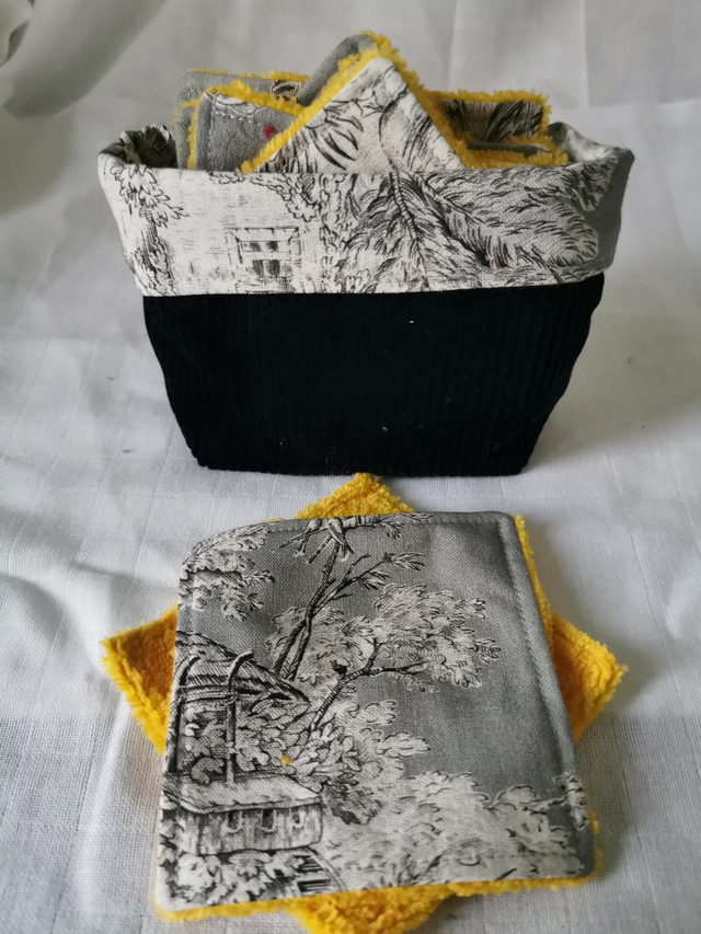 Kit salle de bain toile de jouy grise