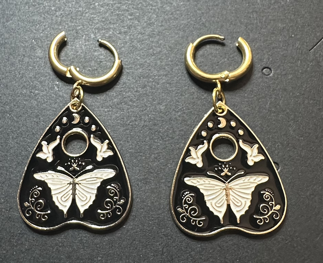 Butterfly Planchette Earrings - Huggie Hoops