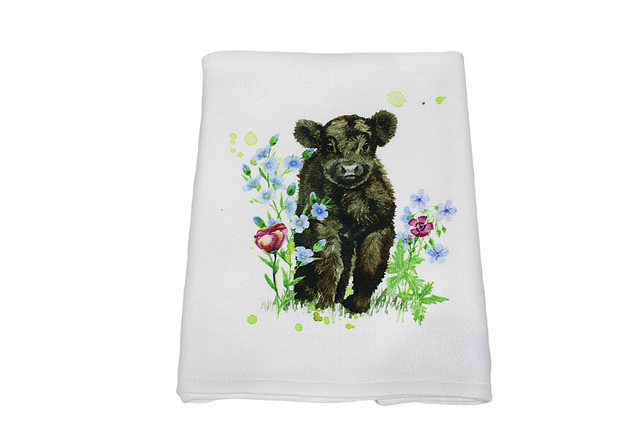 Tea Towel with Cow Design 