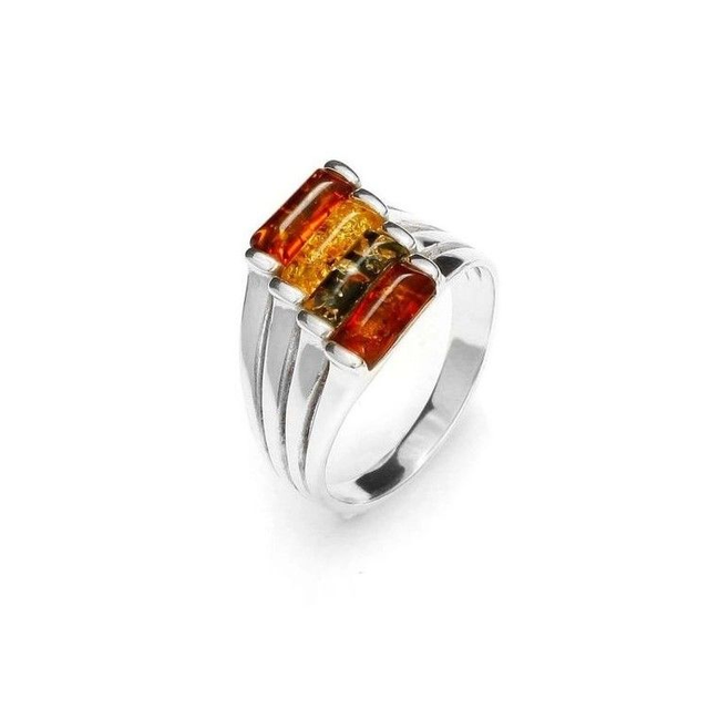 Bague "Barrettes d'Ambre" en Argent