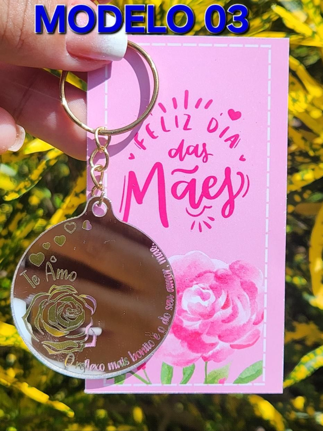 Chaveiro Personalizado com Logo - Chaveiro Espelhado em Acrílico Gravação a laser + Tag Personalizada