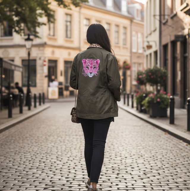 Veste blouson militaire panthère rose 40/42