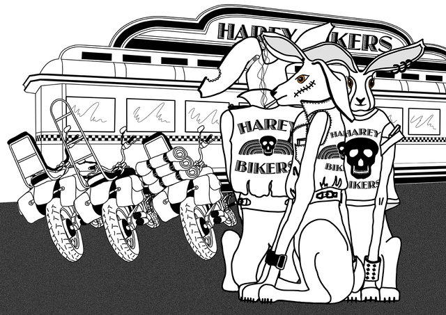 Harey Bikers Diner   (Fine Art Limited Edition. Giclée Print)