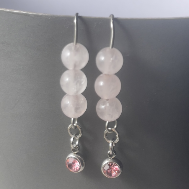 BO3 - Boucles d’oreilles quartz rose