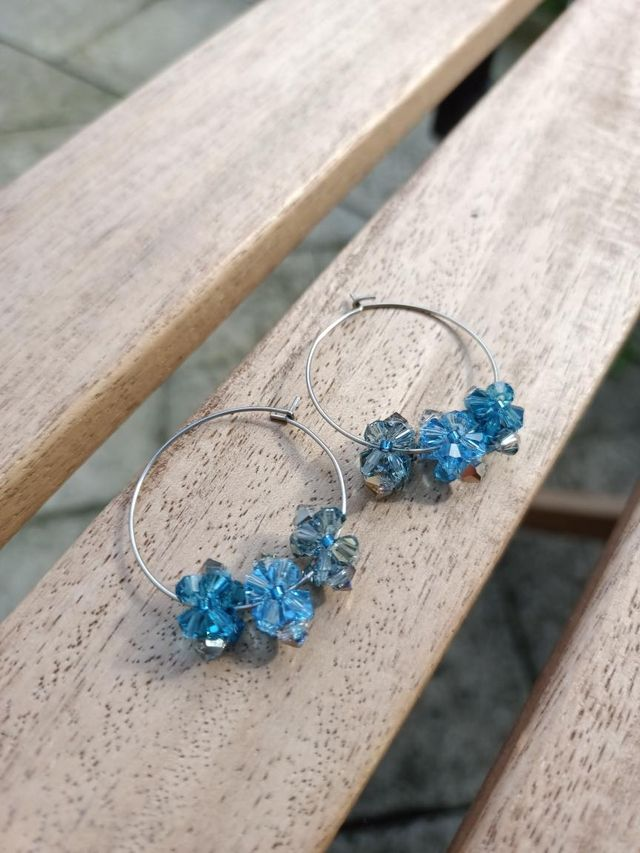 Fleurs De Cristal - Argent - Bleu clair