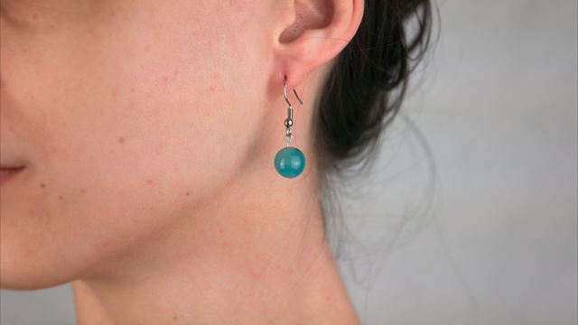 Boucles d'oreilles 1 agate bleue